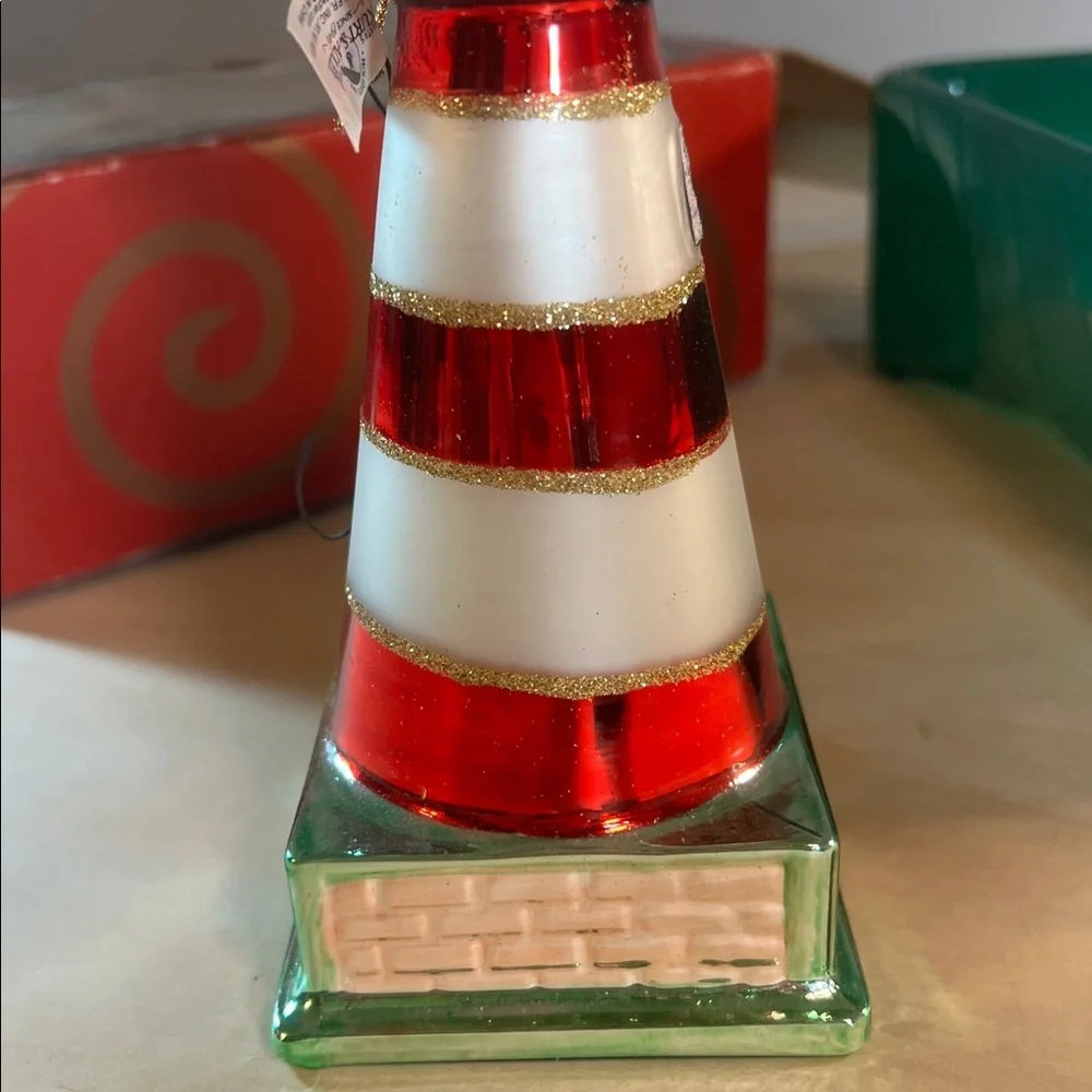 Red and White Lighthouse Ornament